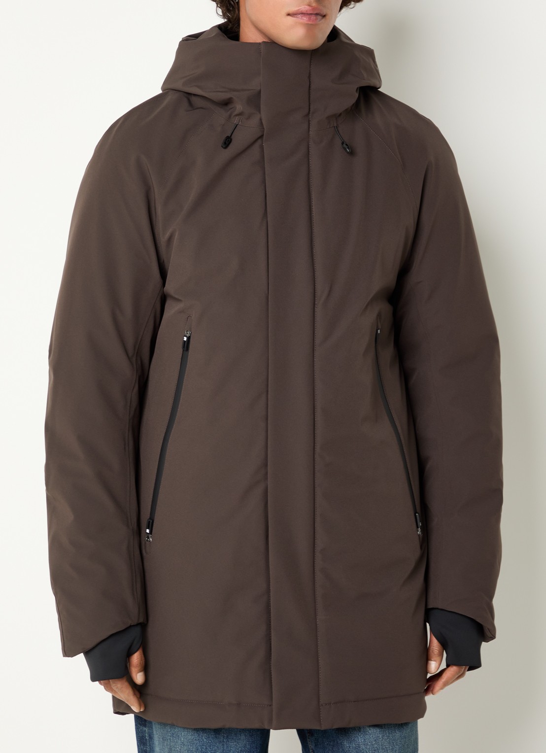 Krakatau Dsup parka met capuchon en waterafstotende coating - detail 4 bruin