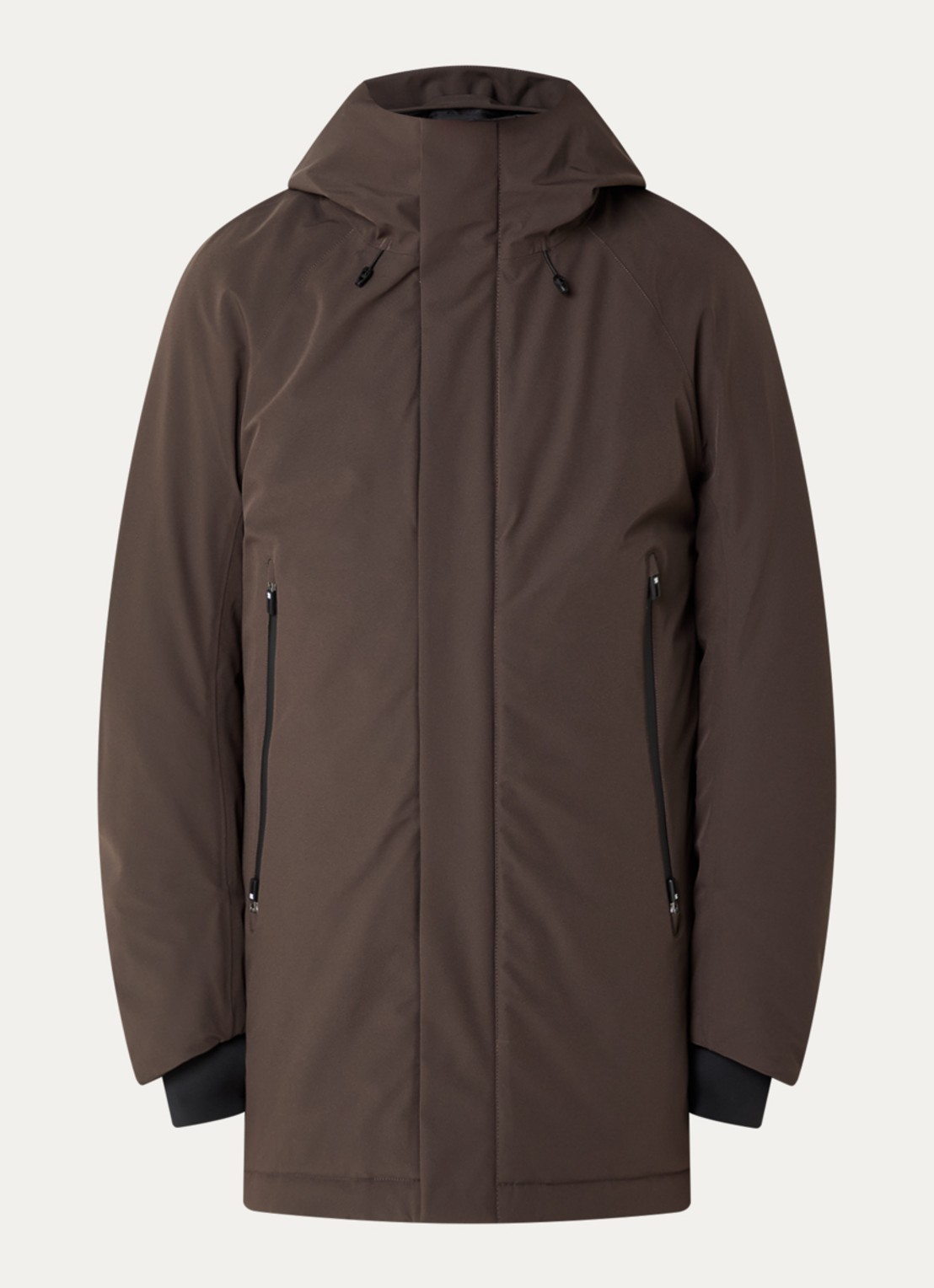 Krakatau Dsup parka met capuchon en waterafstotende coating - voorkant 2 bruin
