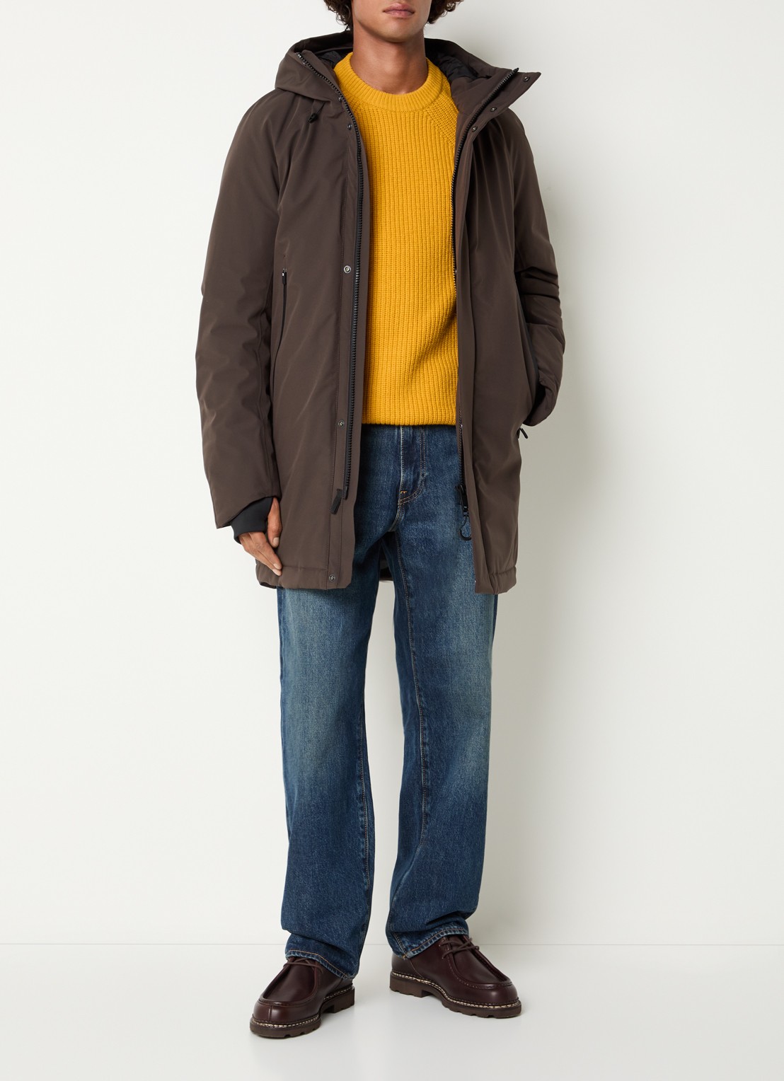 Krakatau Dsup parka met capuchon en waterafstotende coating - voorkant 3 bruin