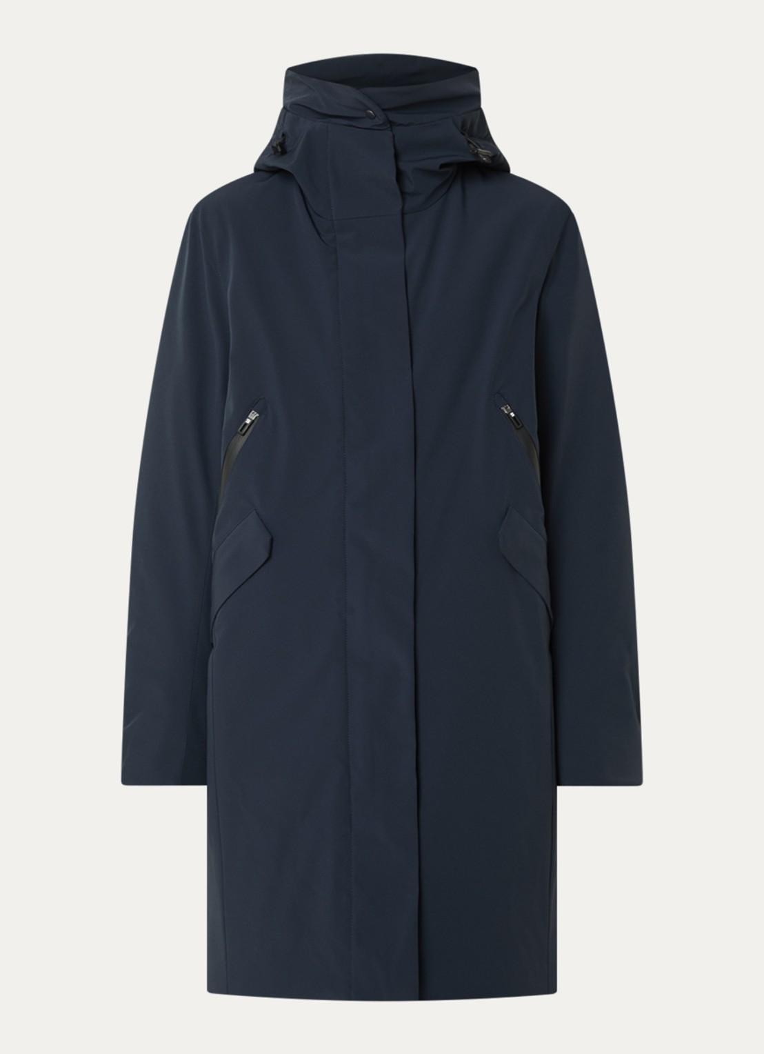 Krakatau Mercury gewatteerde jas met capuchon - voorkant donkerblauw