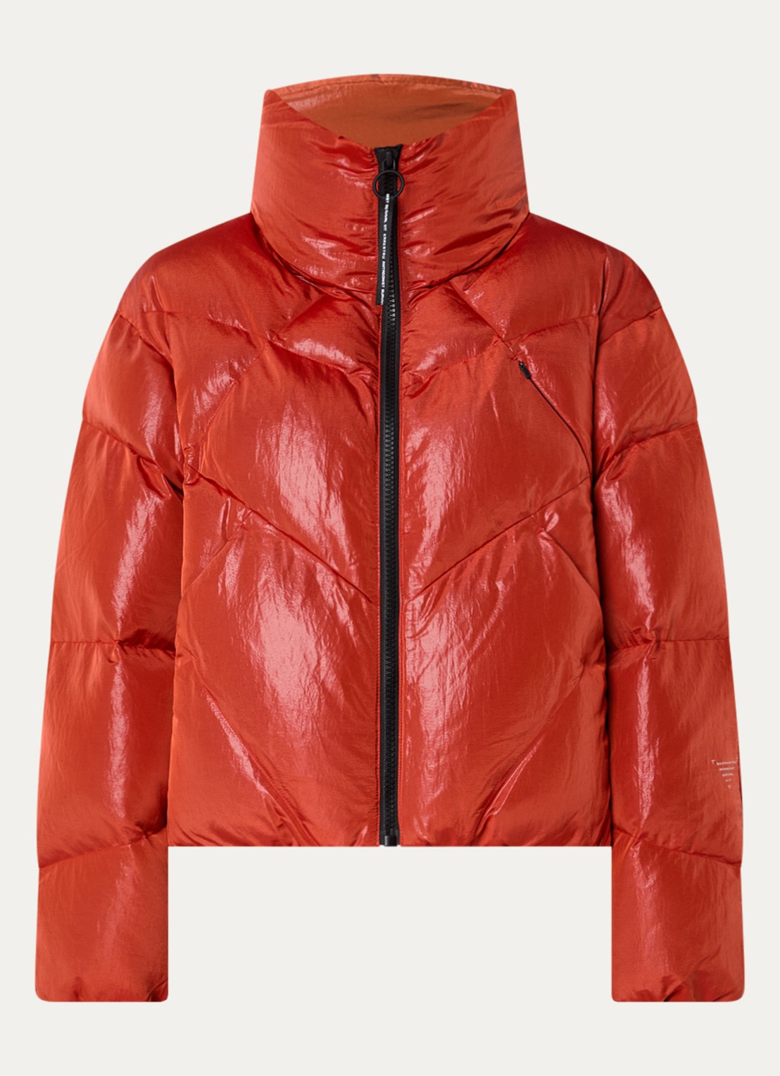 Krakatau Nebula puffer jack met glanzende finish - voorkant 2 oranjerood