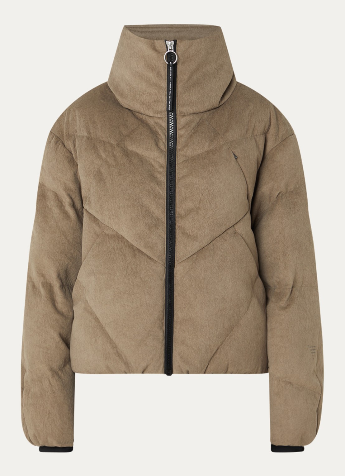 Krakatau Nebula pufferjack met quilt patroon en steekzakken - voorkant bruin