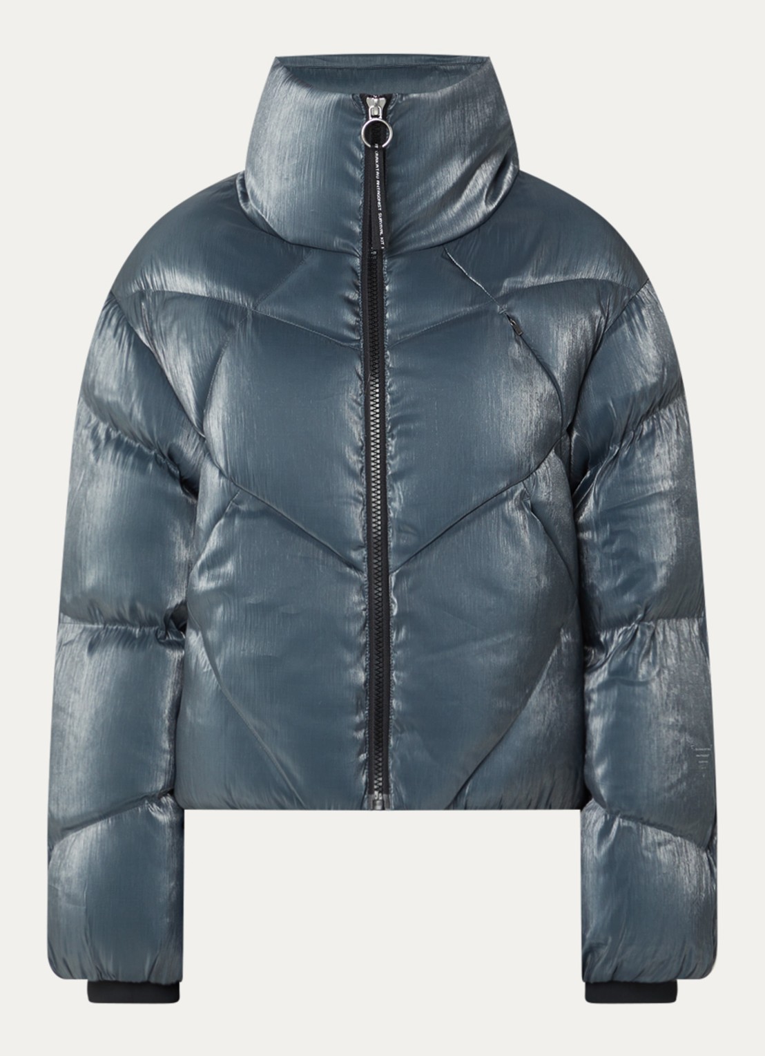 Krakatau Nebula pufferjack met quilt patroon en steekzakken - voorkant 2 blauw