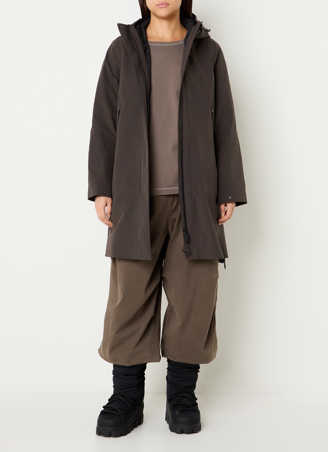 Krakatau Planck gewatteerde parka met donsvulling en capuchon - voorkant 4 bruin