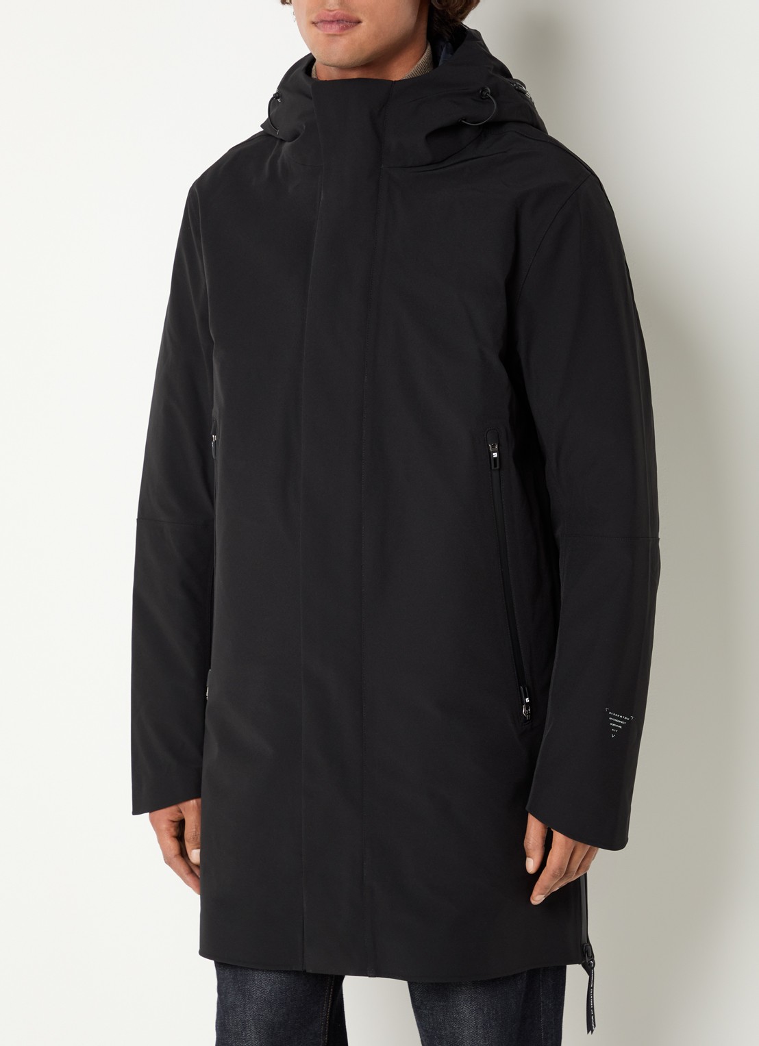 Krakatau Planck gewatteerde parka met uitneembare voering en waterafstotende coating - detail zwart