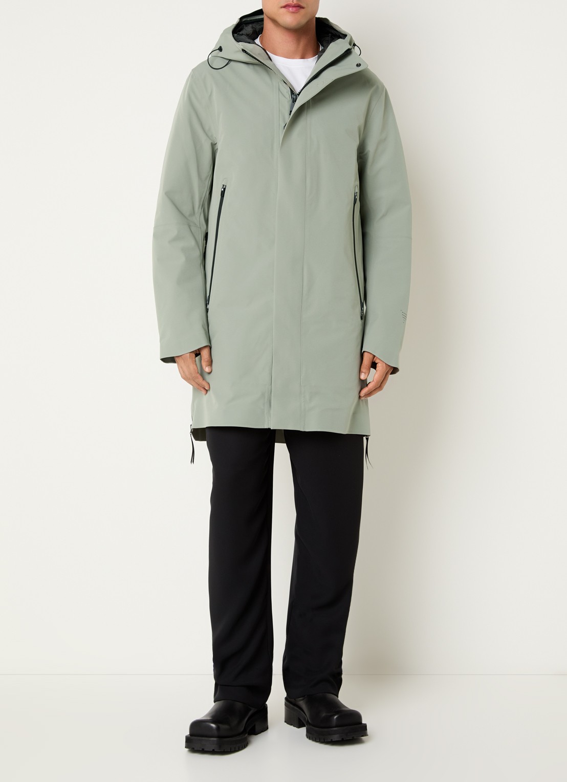 Krakatau Qm590 PLANCK Liner parka met capuchon en ritszakken - voorkant 3 taupe
