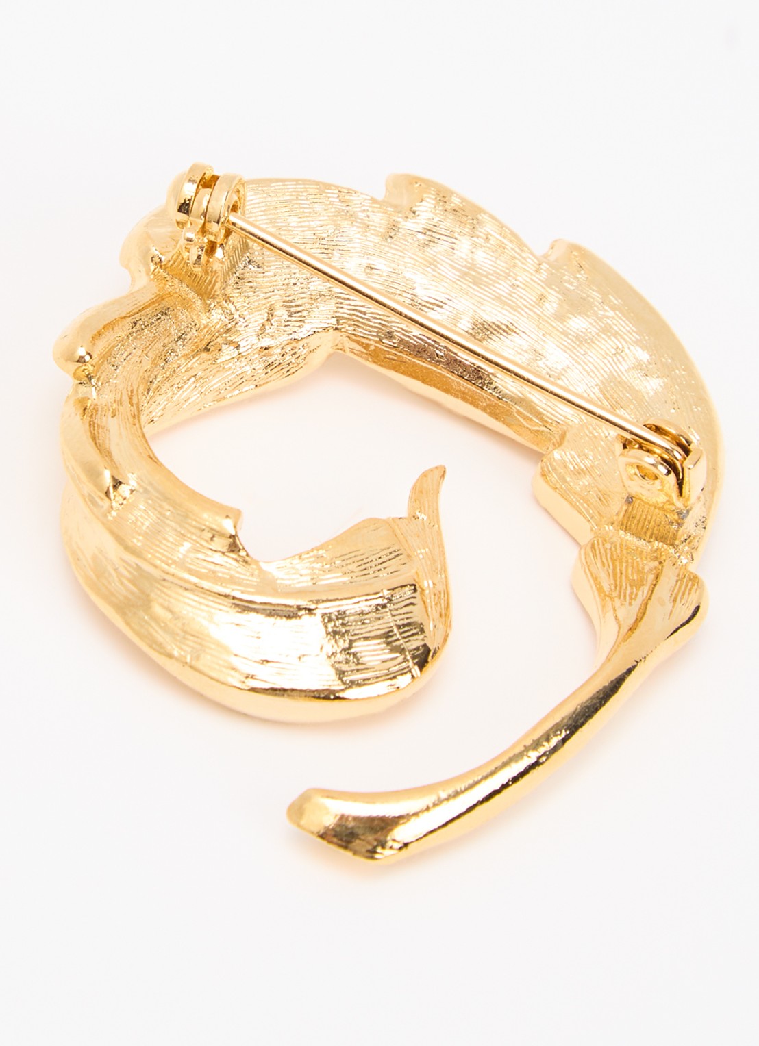 Kroonjuweeltjes Acanthe Blad broche verguld - detail goud