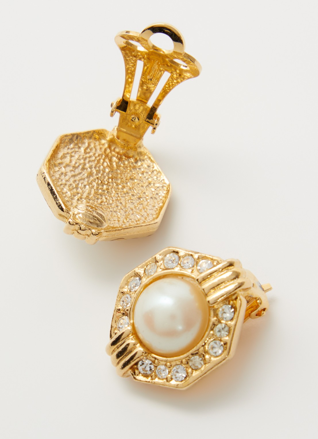 Kroonjuweeltjes Aurope Parel Halo oorclips verguld - detail goud