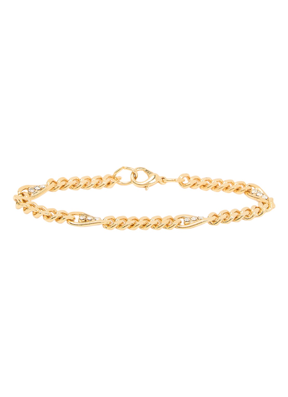 Kroonjuweeltjes Kristal Figaro armband verguld - voorkant goud