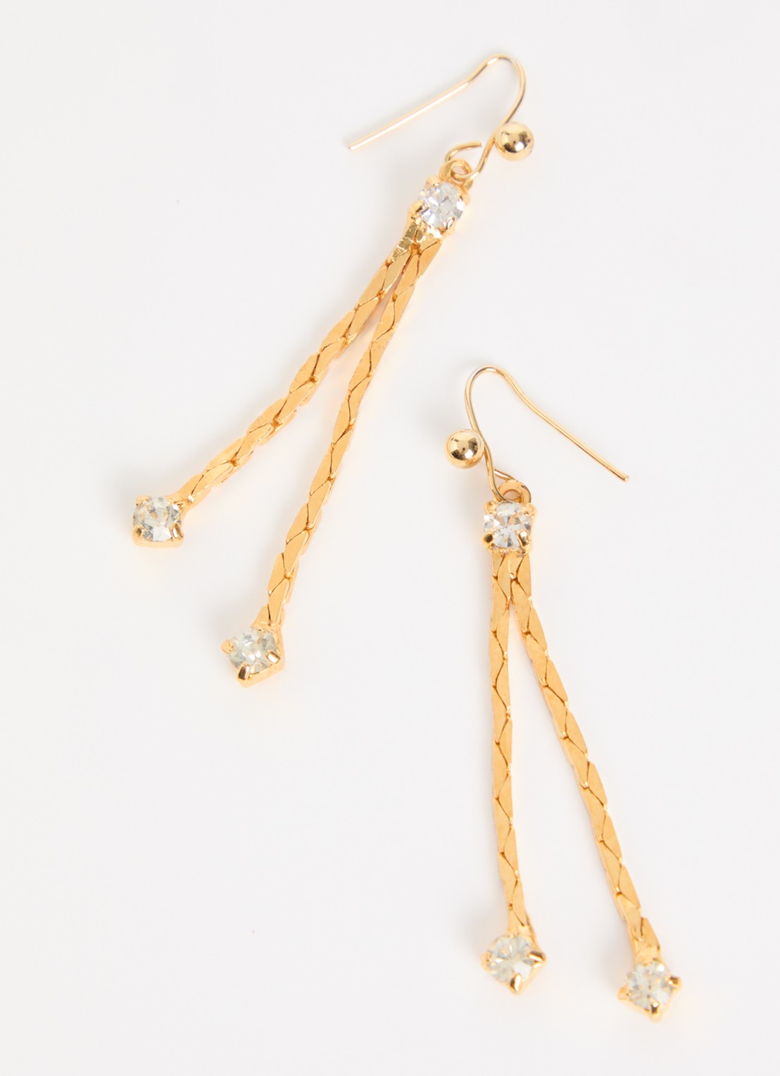 Kroonjuweeltjes Kristal Snoer oorhangers verguld - detail 2 goud