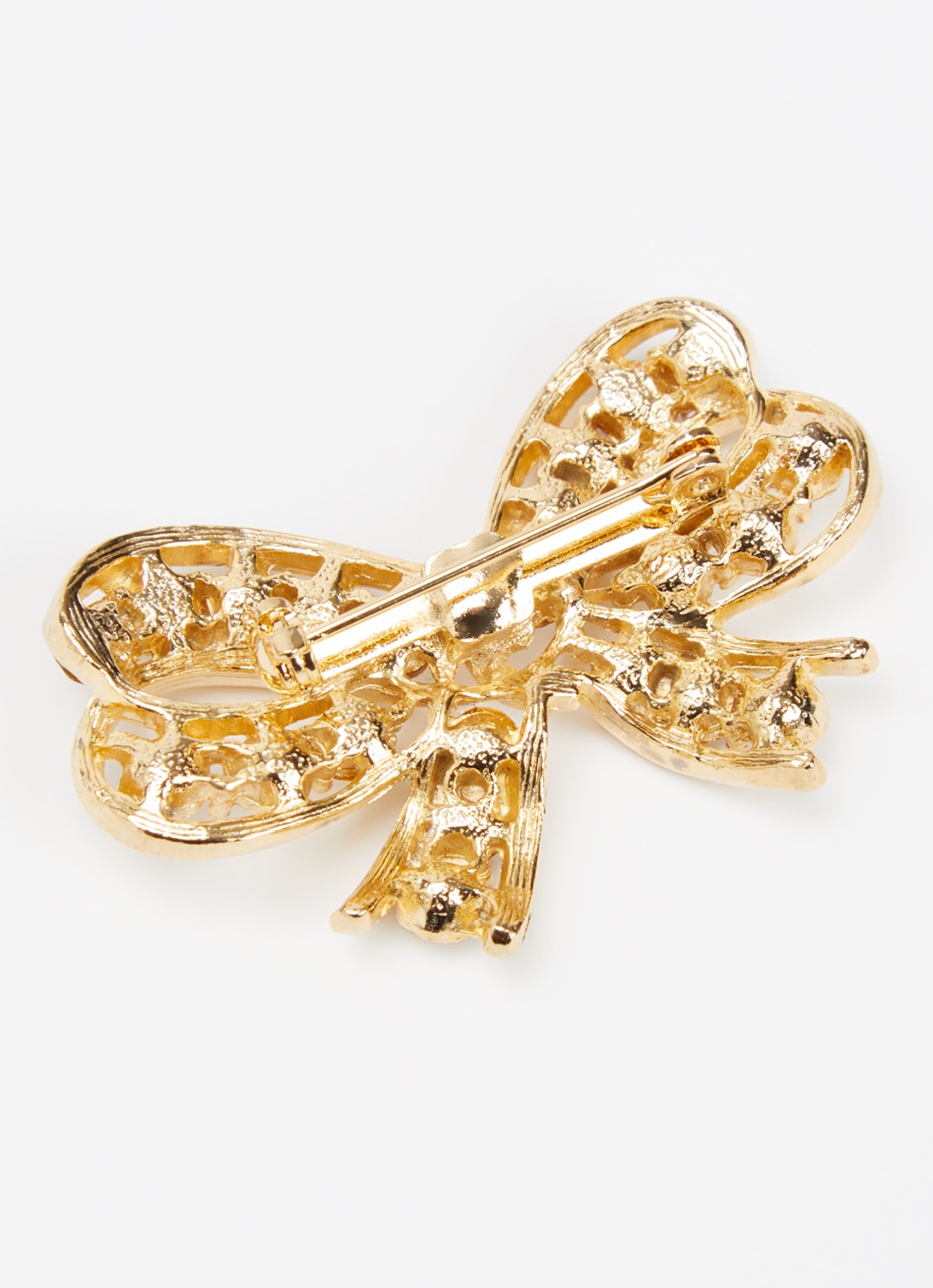 Kroonjuweeltjes Kristal Strik broche met kristal - detail 2 goud