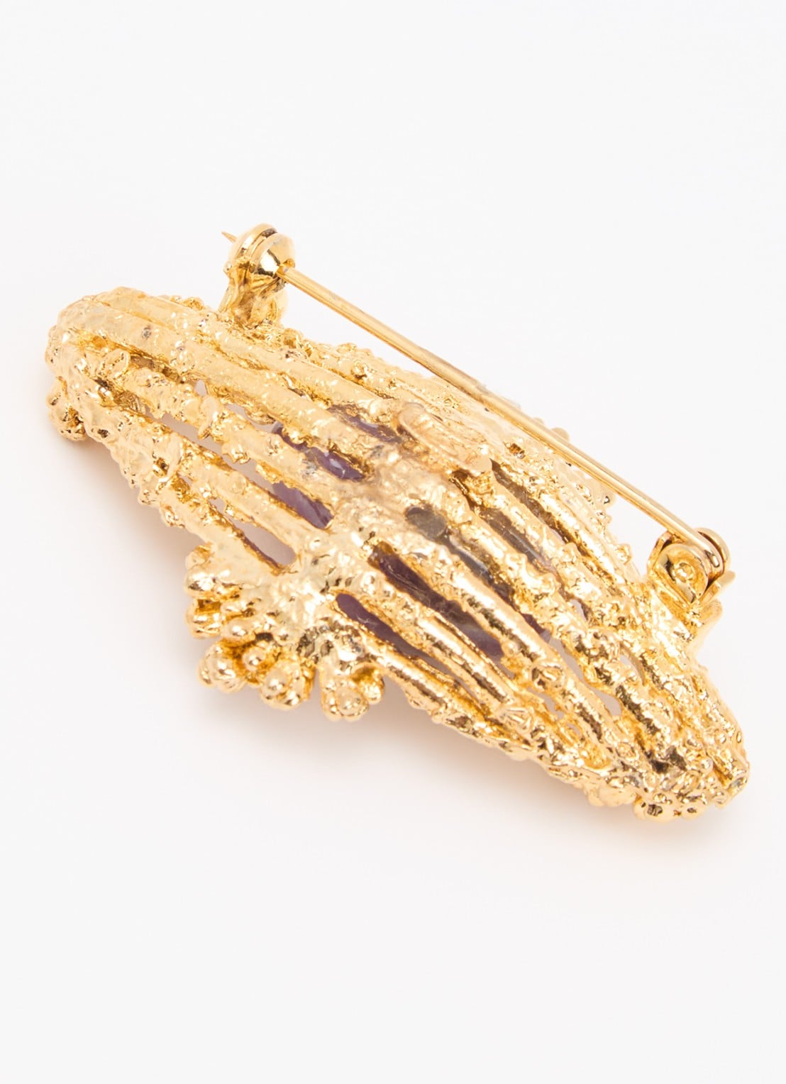 Kroonjuweeltjes  Lavande Amethist broche verguld - detail goud