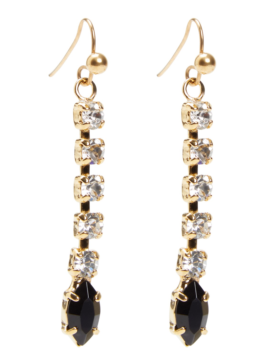 Kroonjuweeltjes Onyx Kristal Drop oorhangers met kristal - voorkant goud