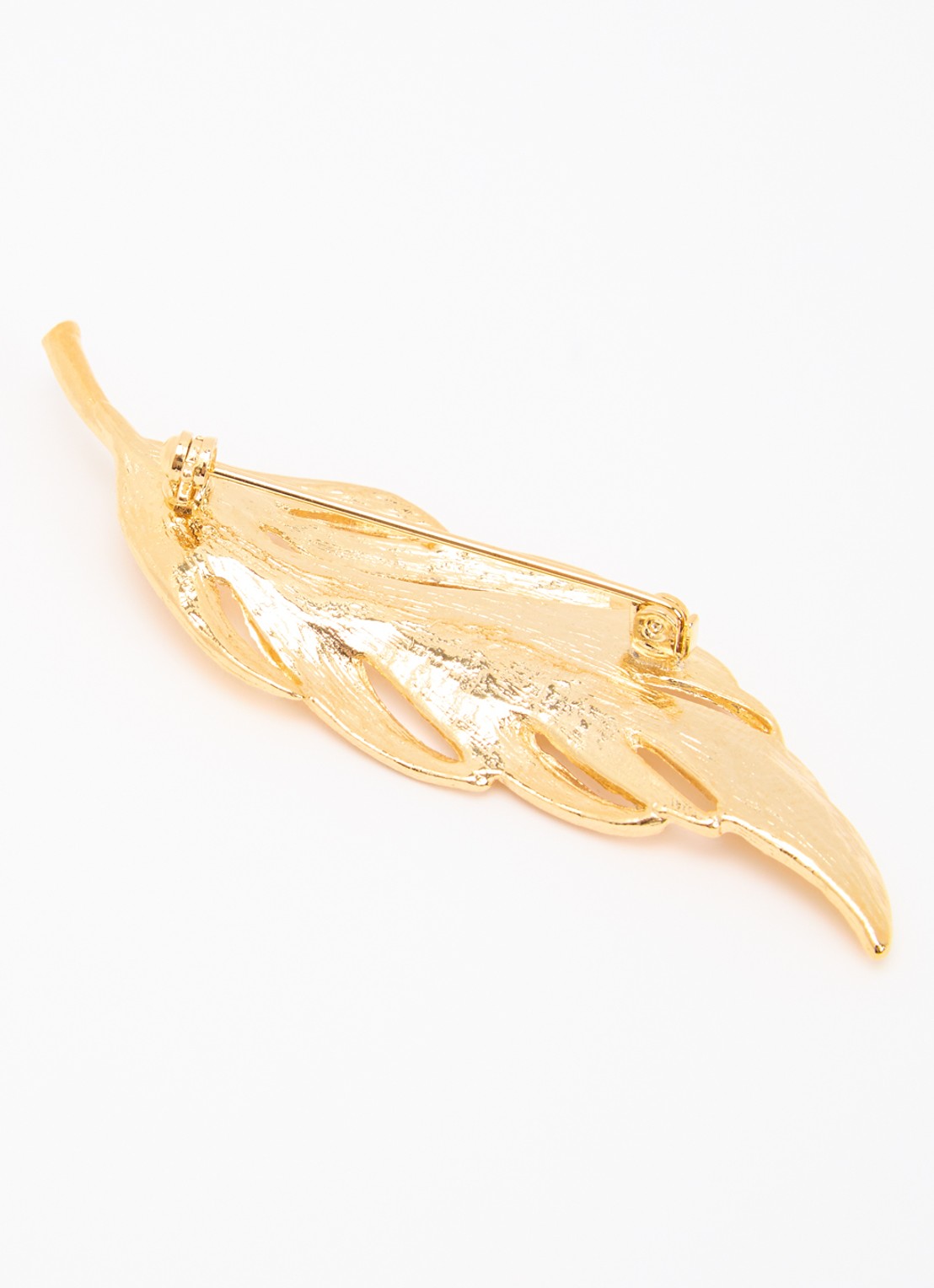 Kroonjuweeltjes Plume broche verguld - detail goud