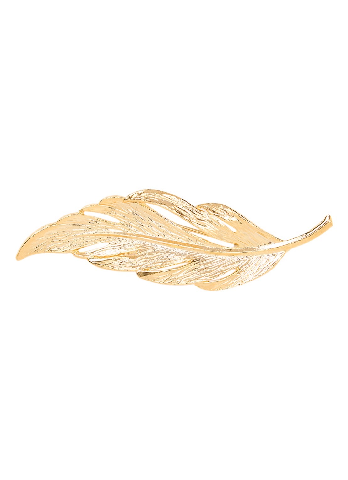 Kroonjuweeltjes Plume broche verguld - voorkant 3 goud