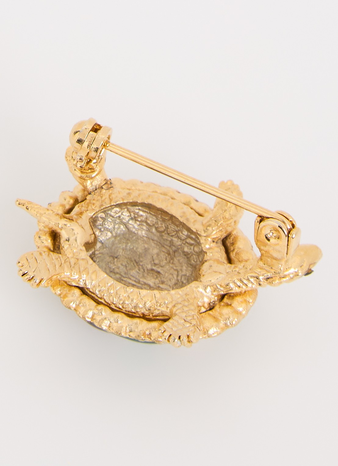 Kroonjuweeltjes Schildpad broche verguld - detail goud