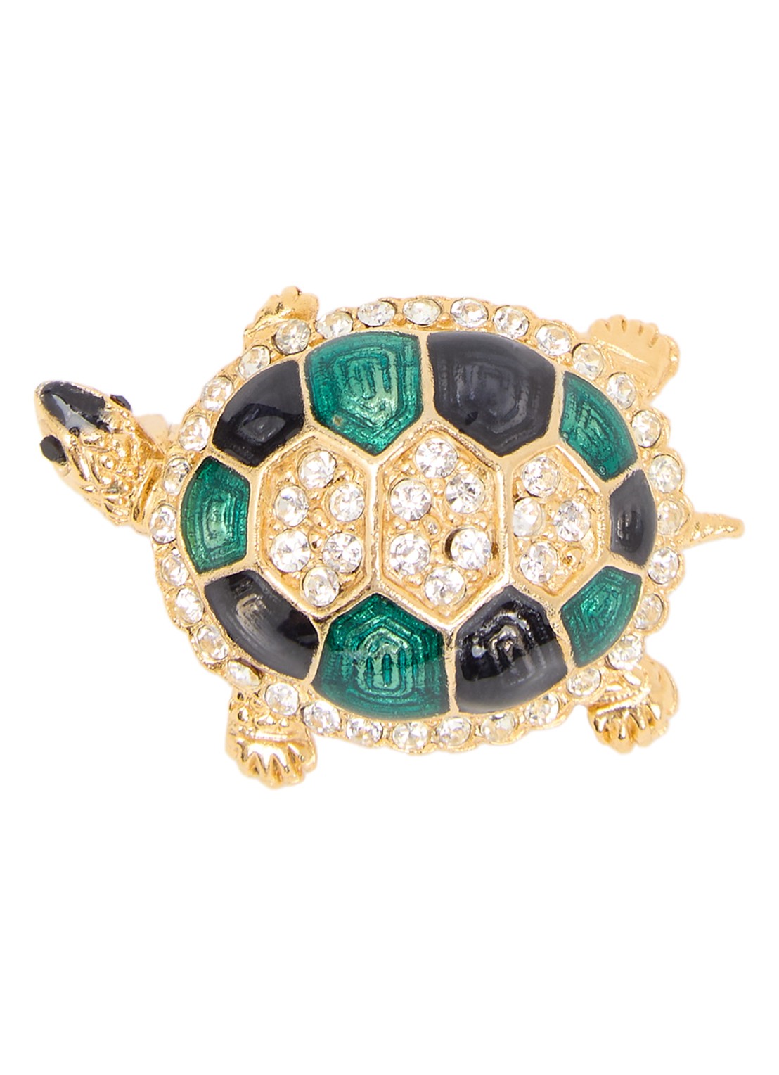 Kroonjuweeltjes Schildpad broche verguld - voorkant 3 goud