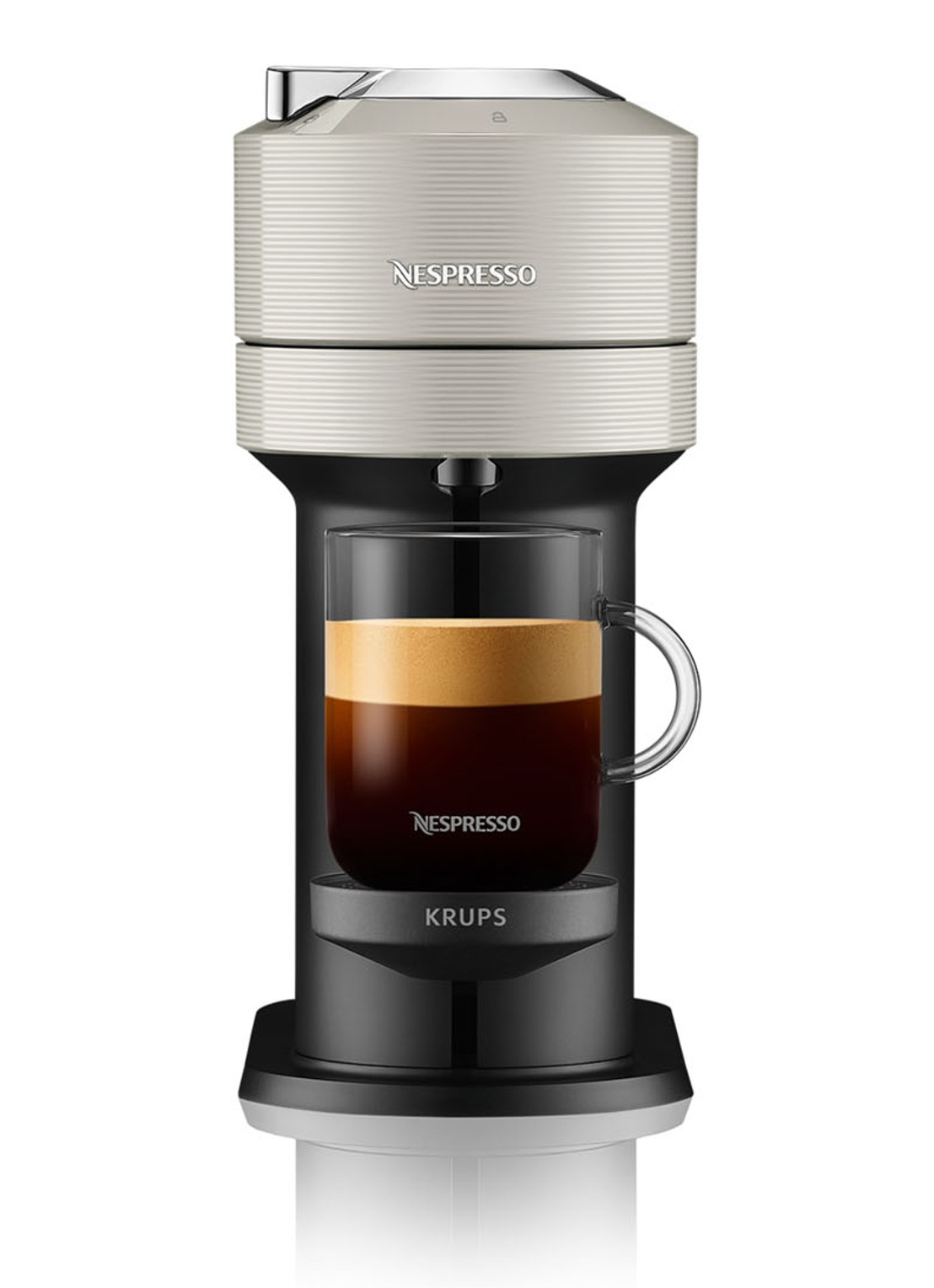 Krups Vertuo Next Nespresso machine & Aeroccino melkopschuimer XN911B - voorkant 2 lichtgrijs