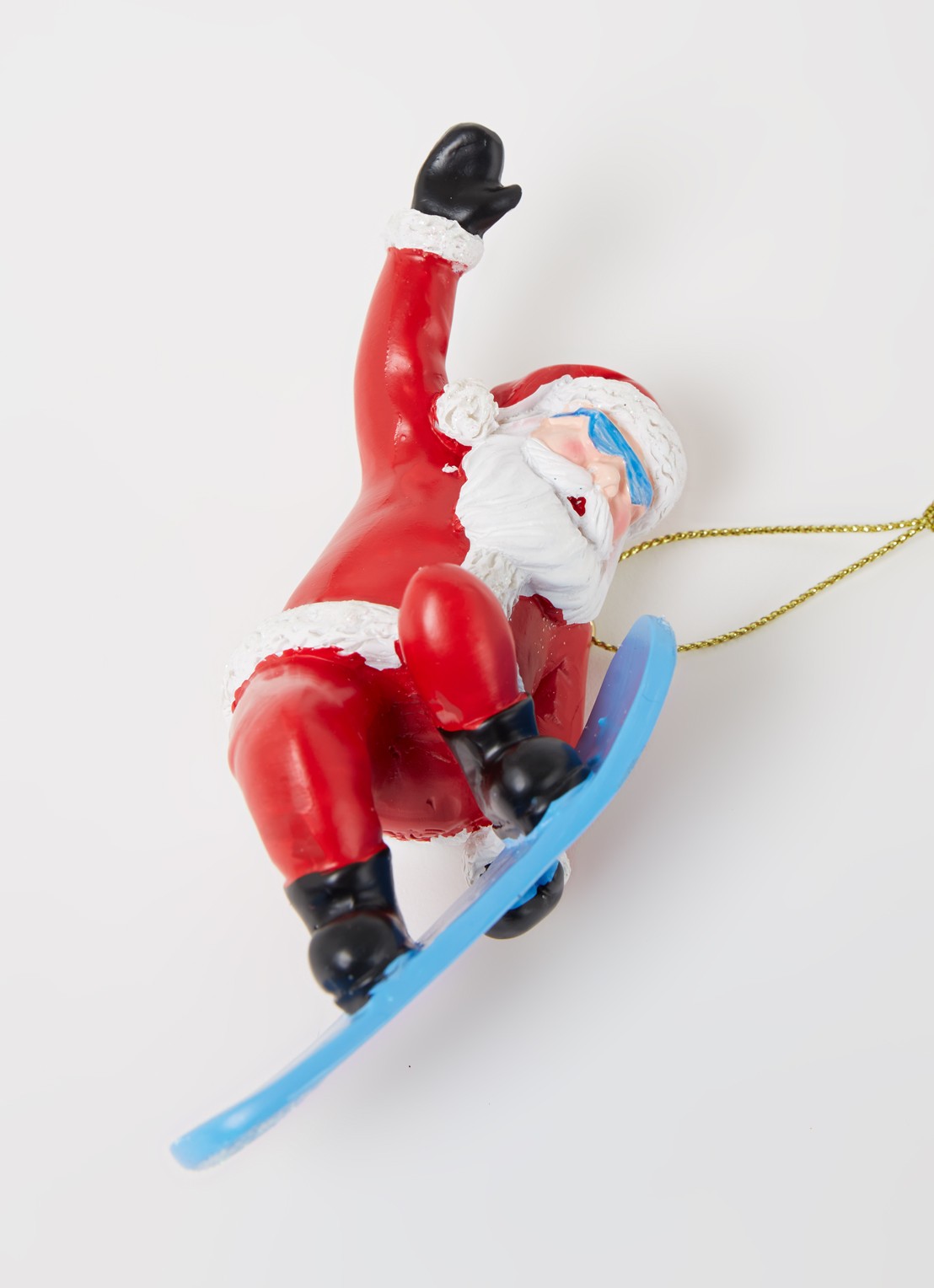 Kurt Adler Kerstman op snowboard kersthanger 11 cm - detail 3 rood