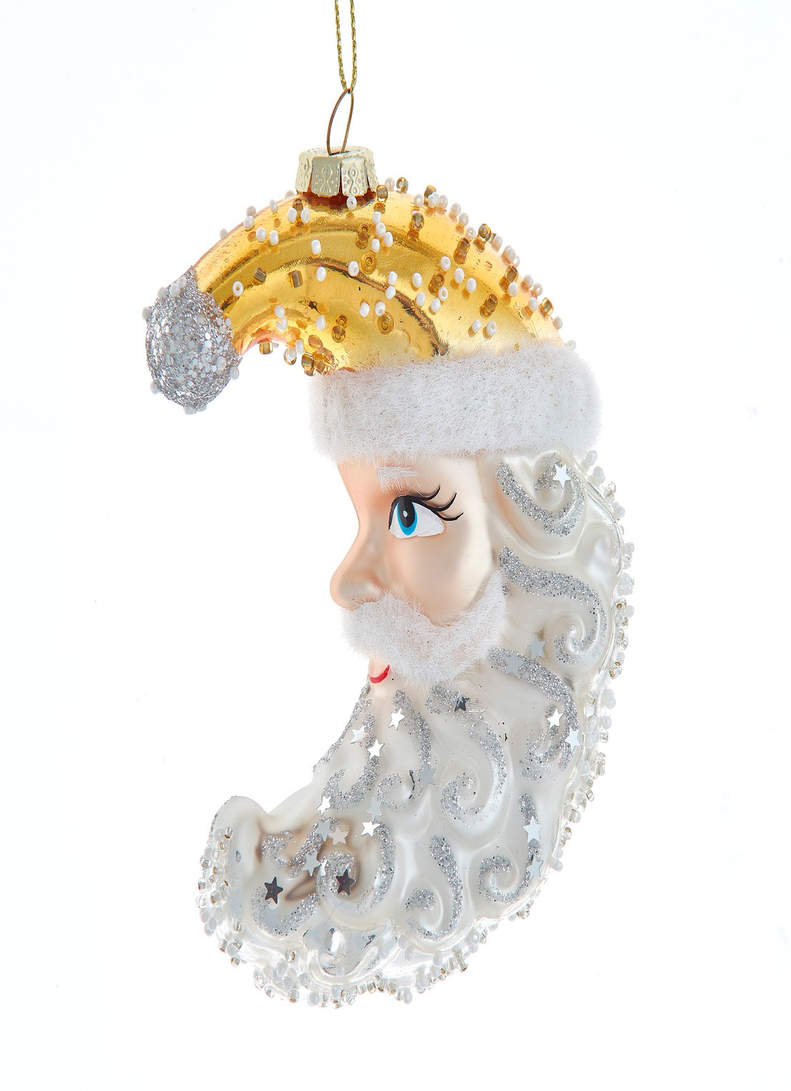 Kurt Adler Maan kersthanger 10,8 cm - voorkant wit