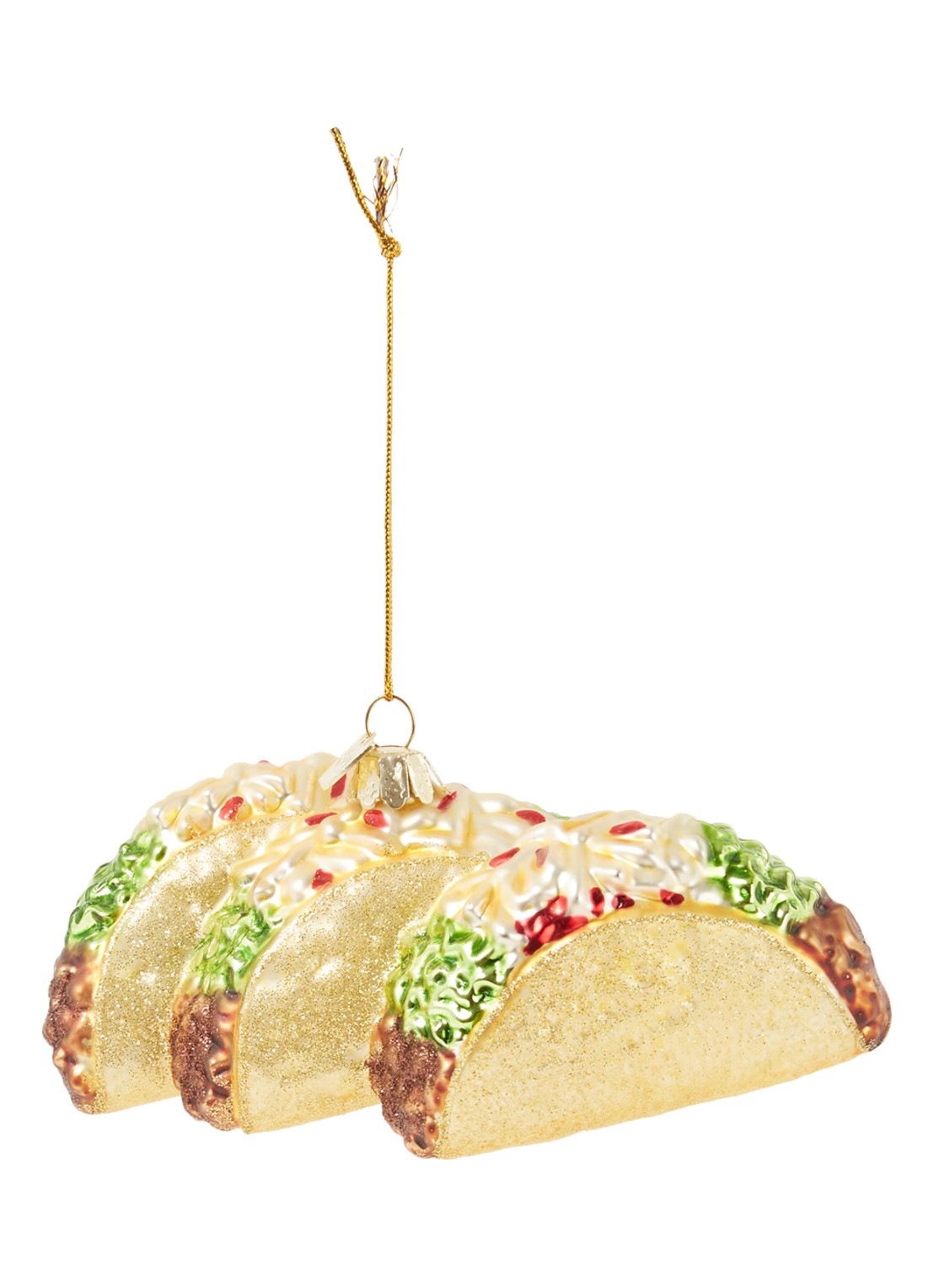 Kurt Adler Noble Gems Taco kersthanger 6 cm  - voorkant goud