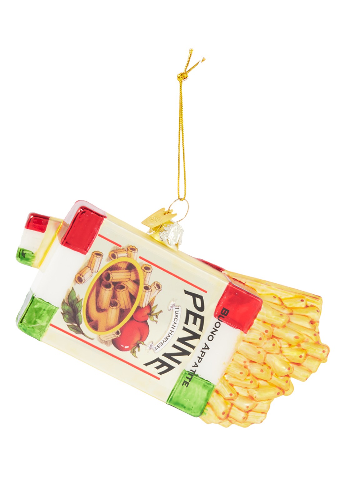 Kurt Adler Pasta spaghetti kersthanger 6,5 cm  - voorkant goud