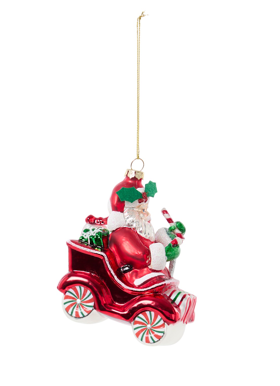 Kurt Adler Santa in Car kersthanger 12 cm - voorkant 2 multicolor