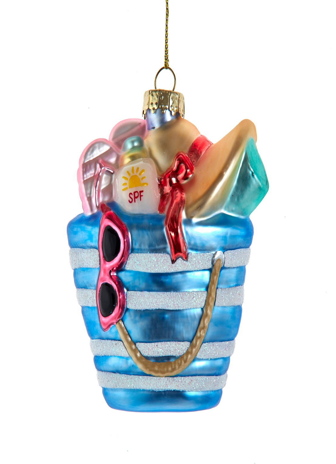 Kurt Adler Strandtas kersthanger 14,5 cm - voorkant blauw