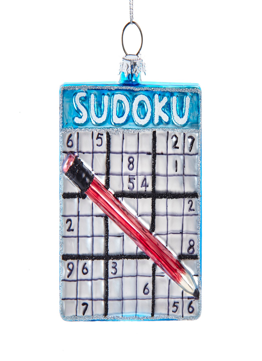 Kurt Adler Sudoku kersthanger 12 cm - voorkant blauw