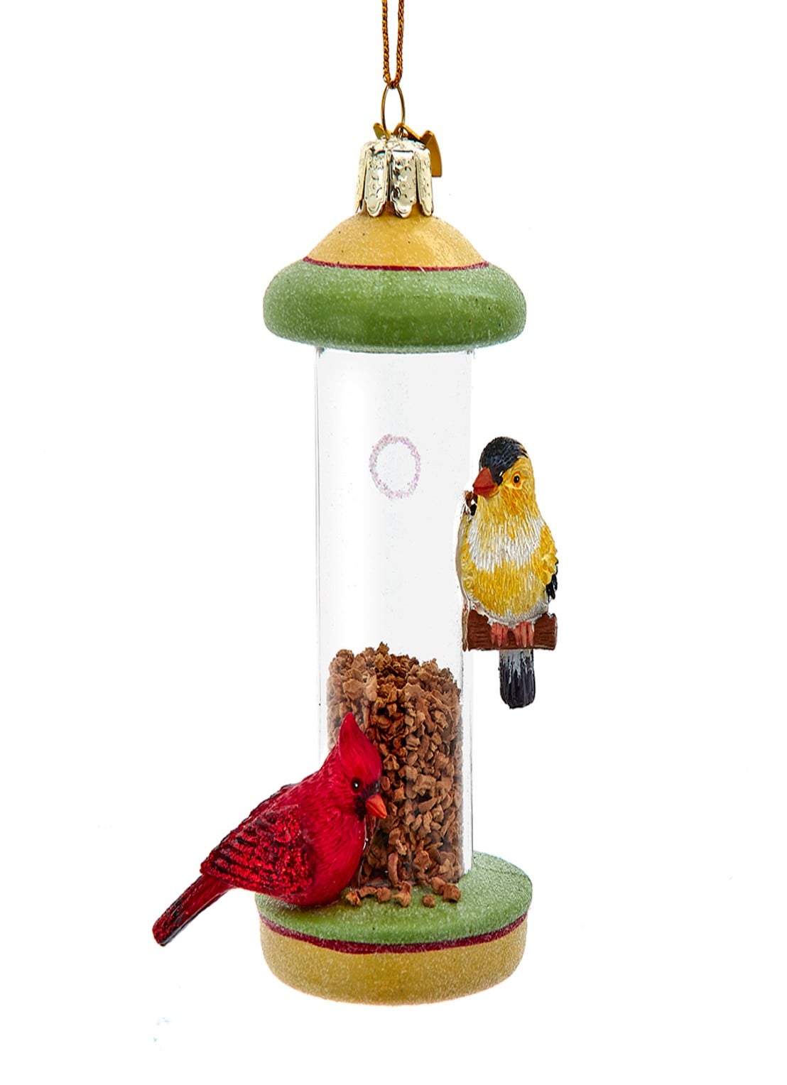 Kurt Adler Vogelvoederhuisje kersthanger 14,5 cm - voorkant groen