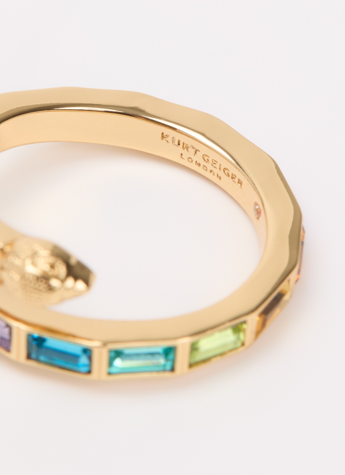 Kurt Geiger Baguette ring met kristal - detail multicolor