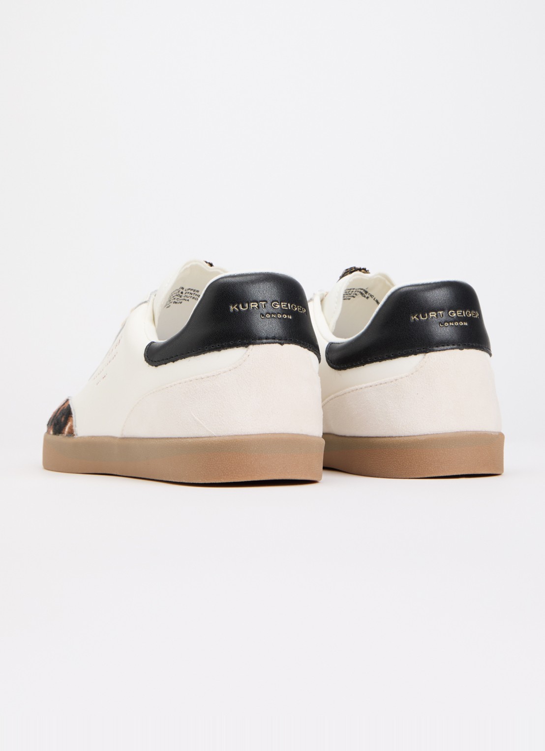 Kurt Geiger Barbican sneaker van leer met details van suède en ponyhair - achterkant 5 wit