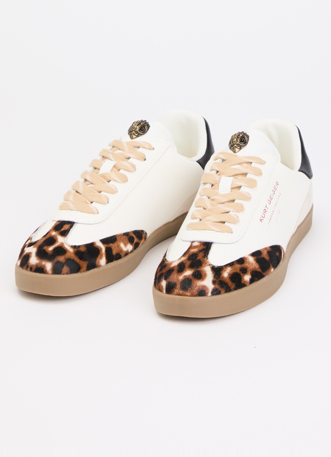 Kurt Geiger Barbican sneaker van leer met details van suède en ponyhair - detail 2 wit