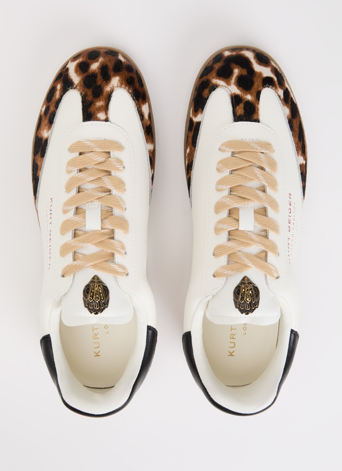 Kurt Geiger Barbican sneaker van leer met details van suède en ponyhair - detail 3 wit