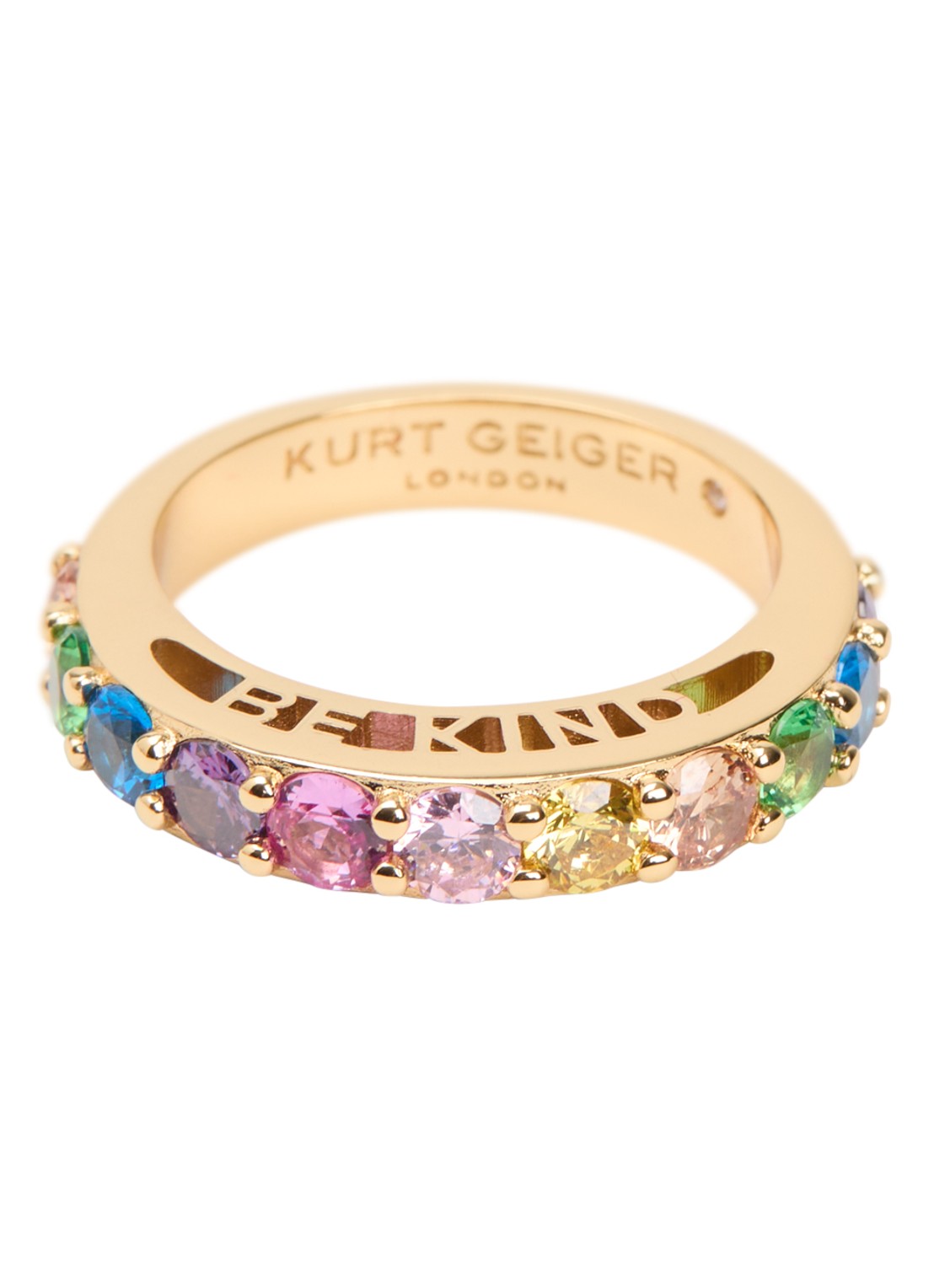 Kurt Geiger Be Kind ring met kristal - voorkant multicolor