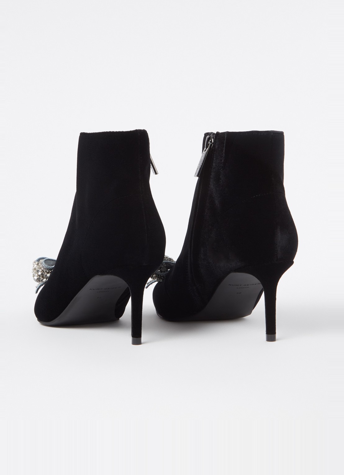 Kurt Geiger Belgravia Bow enkellaarsje van fluweel  - detail 3 zwart