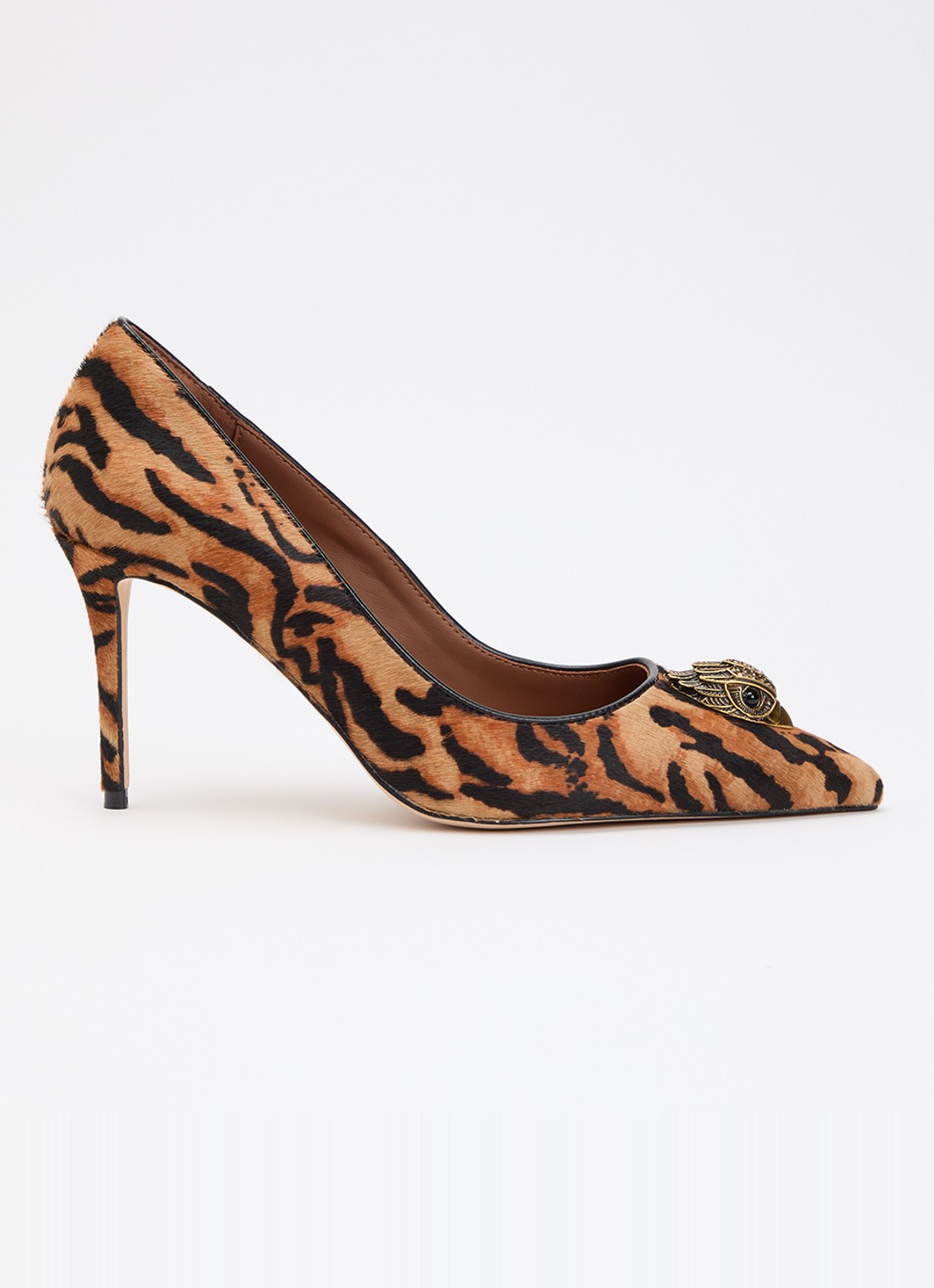 Kurt Geiger Belgravia pump met tijgerprint - voorkant camel