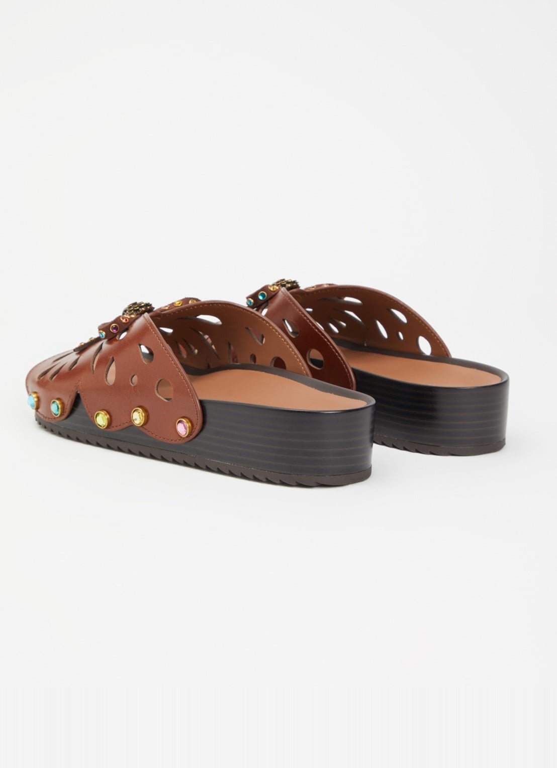 Kurt Geiger Boho Butterfly Flat sandaal van leer met strass - achterkant bruin