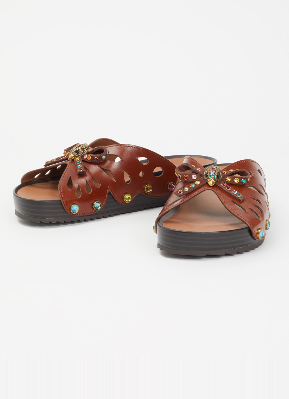 Kurt Geiger Boho Butterfly Flat sandaal van leer met strass - detail 3 bruin