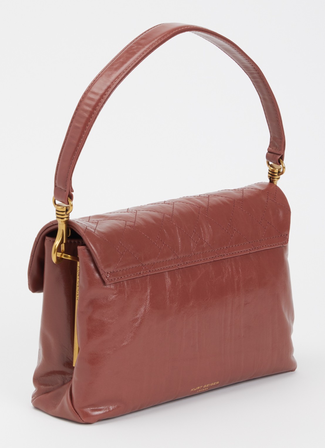 Kurt Geiger Celia schoudertas van leer met quilt patroon - achterkant 5 steenrood
