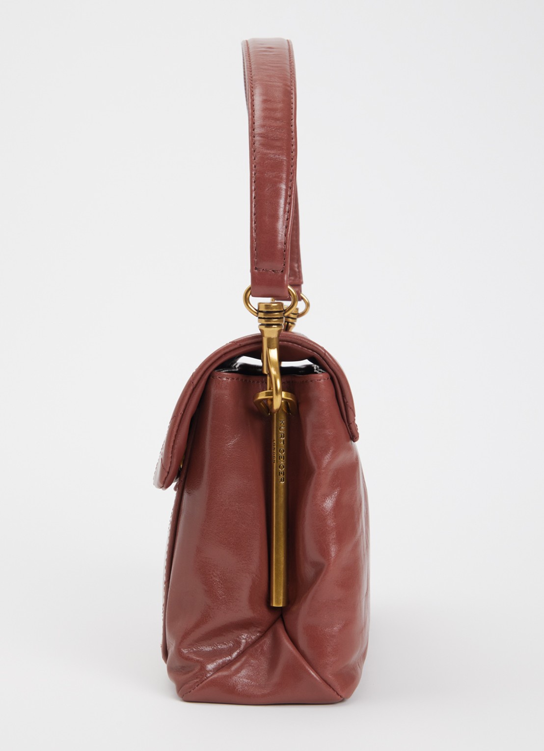Kurt Geiger Celia schoudertas van leer met quilt patroon - detail 2 steenrood