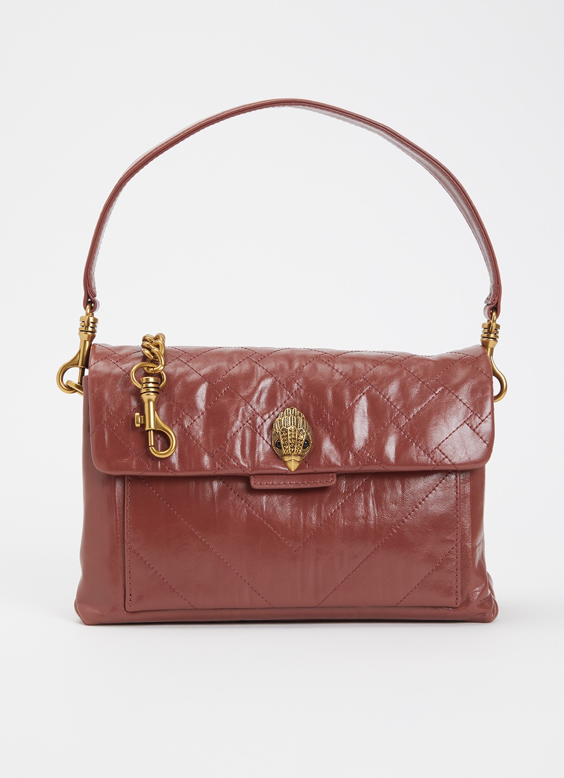 Kurt Geiger Celia schoudertas van leer met quilt patroon - voorkant 4 steenrood