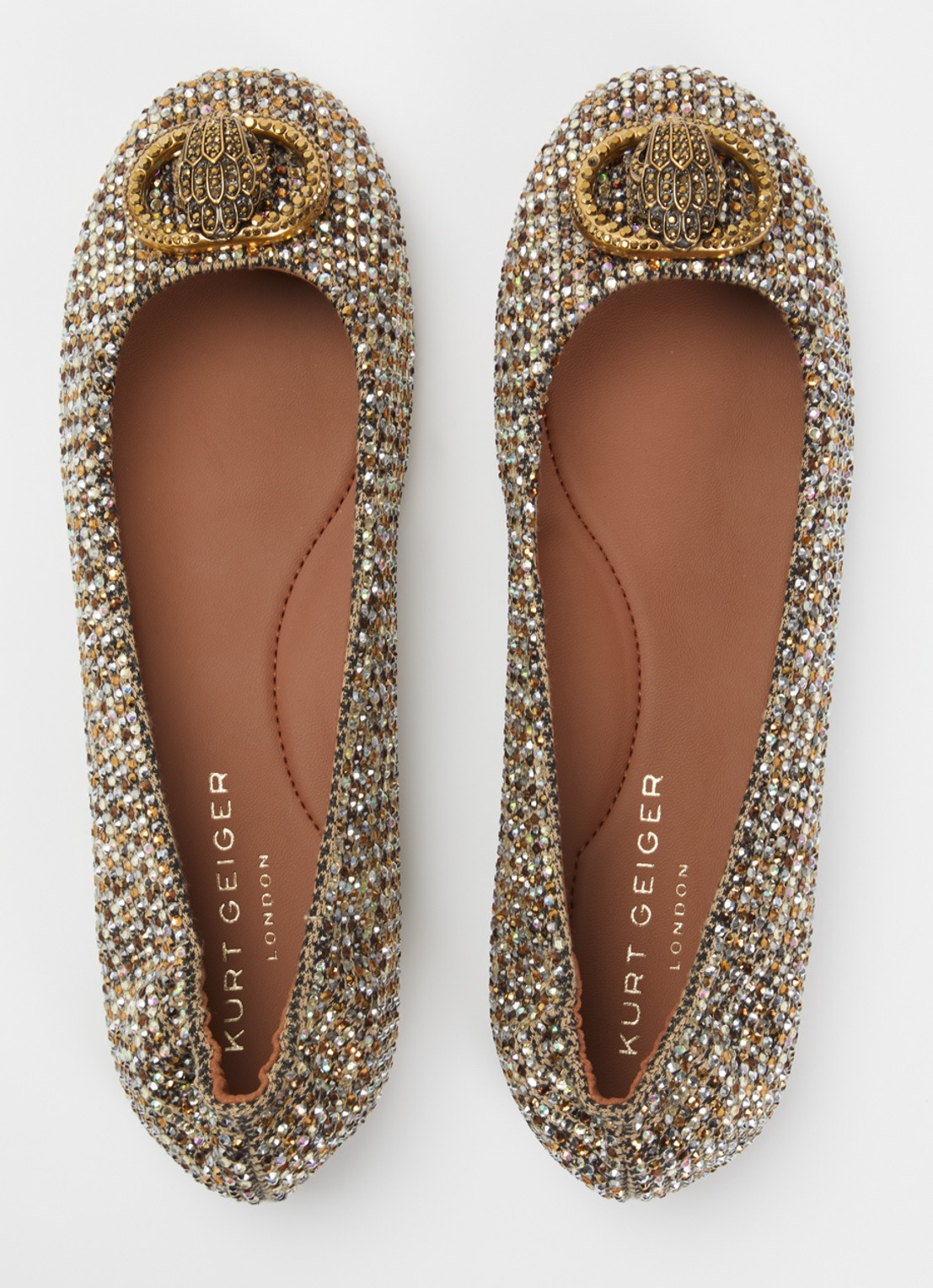 Kurt Geiger Chelsea ballerina met strass - detail 2 zand