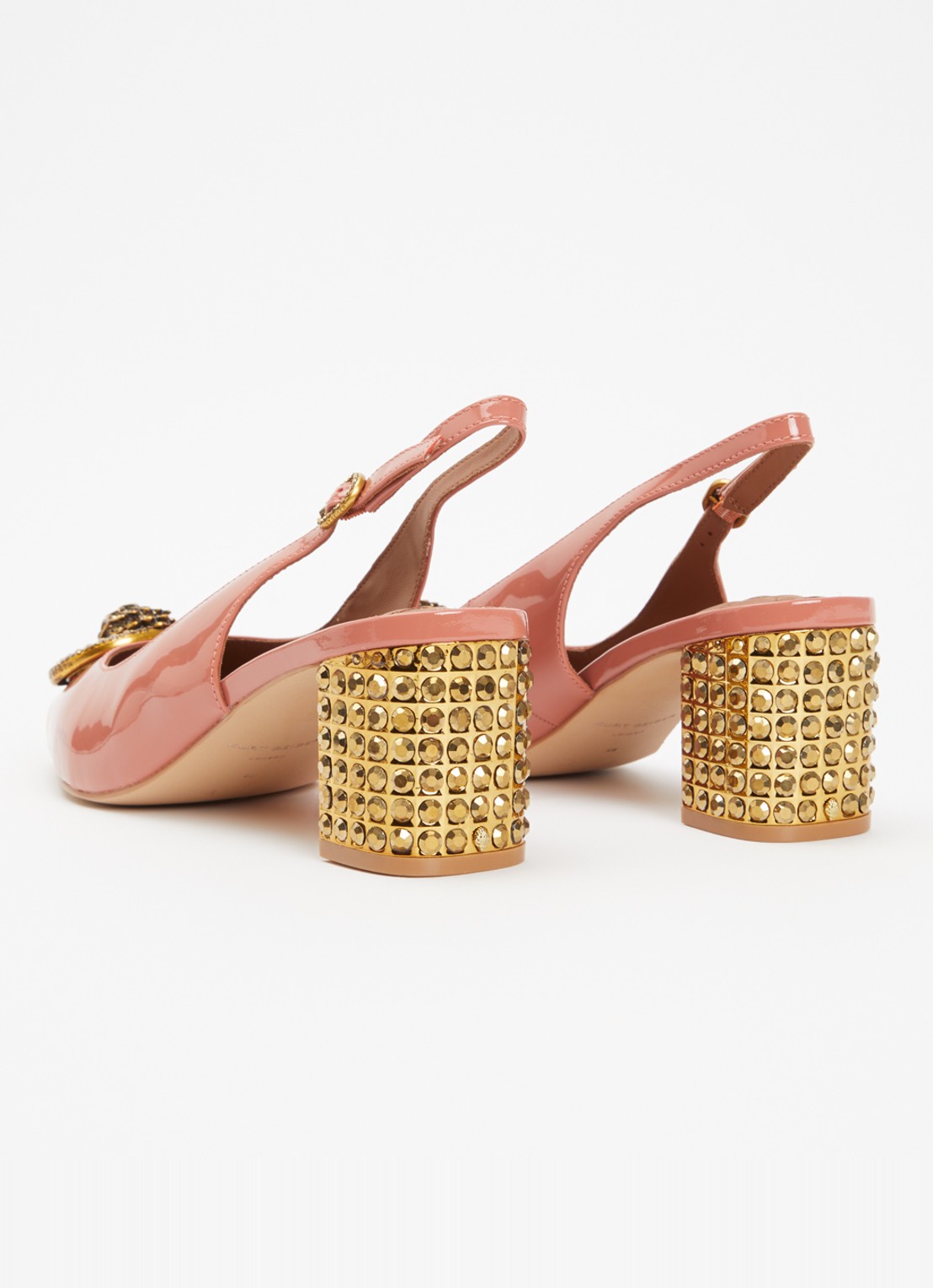 Kurt Geiger Chelsea Block slingback van leer - achterkant oudroze