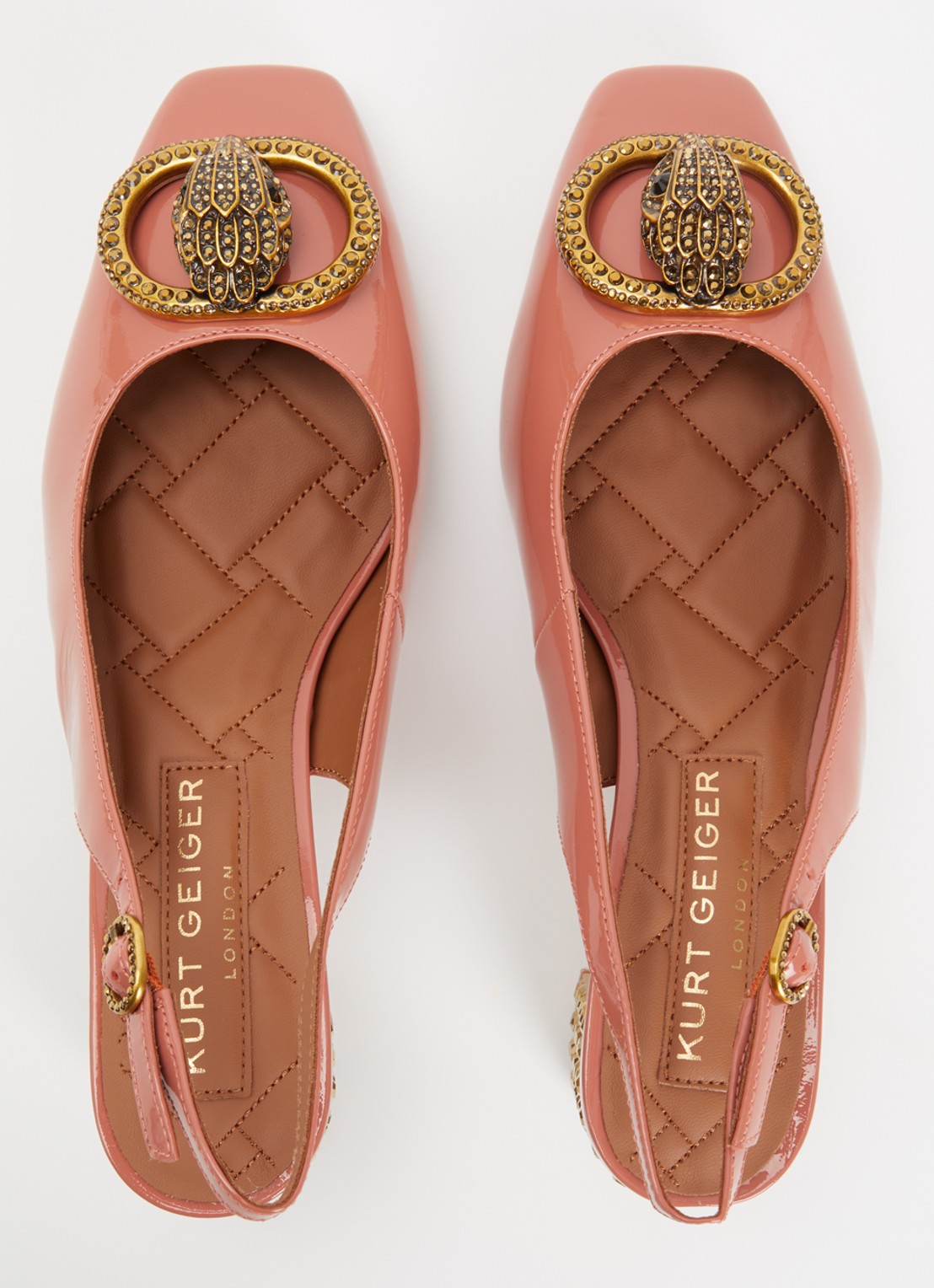 Kurt Geiger Chelsea Block slingback van leer - detail 4 oudroze
