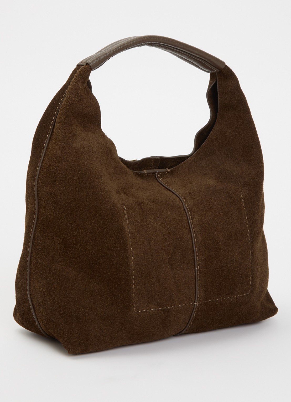 Kurt Geiger Chelsea handtas van suède - achterkant 5 donkerbruin