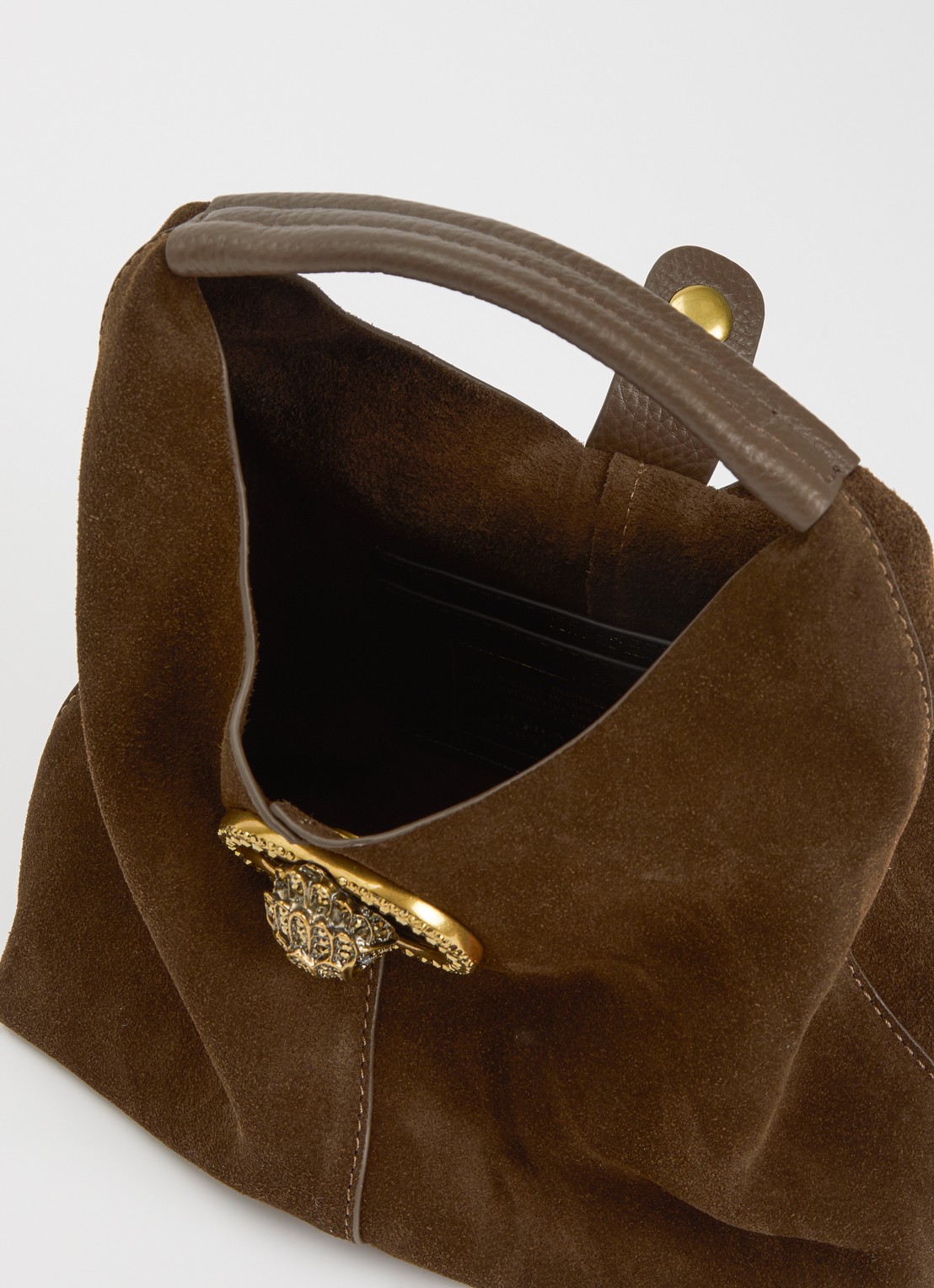 Kurt Geiger Chelsea handtas van suède - detail donkerbruin