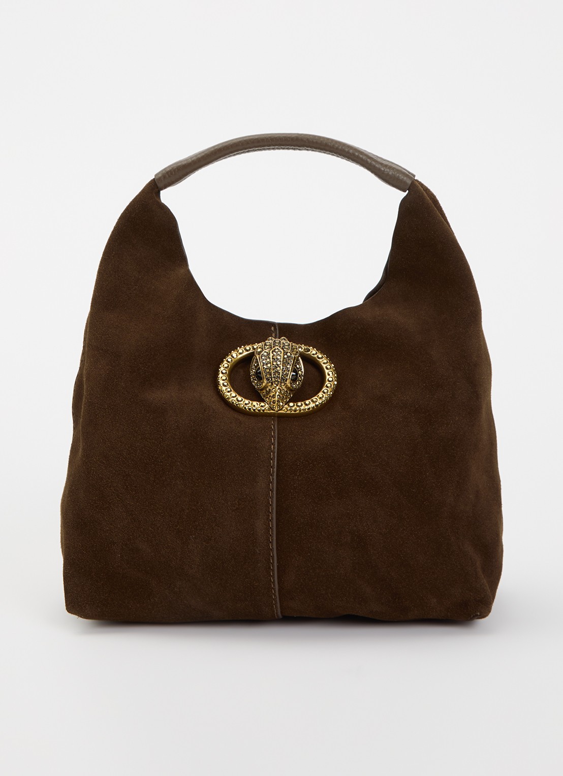 Kurt Geiger Chelsea handtas van suède - voorkant 4 donkerbruin