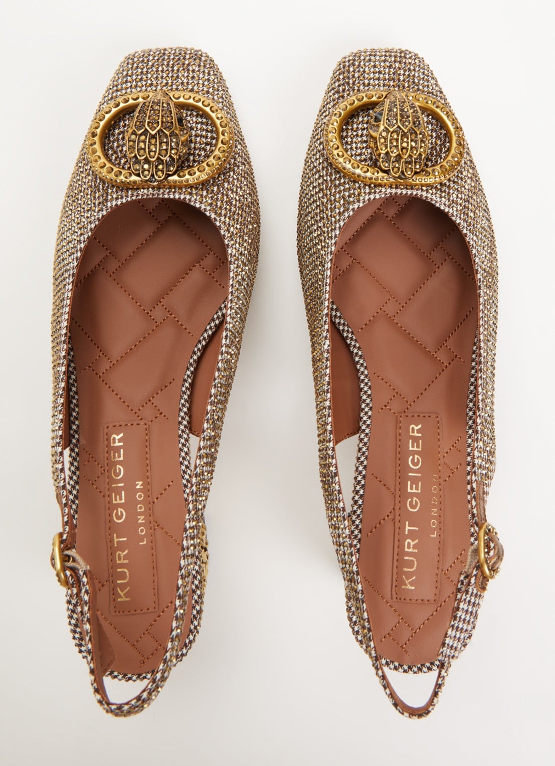 Kurt Geiger Chelsea slingback met strass - detail 2 goud