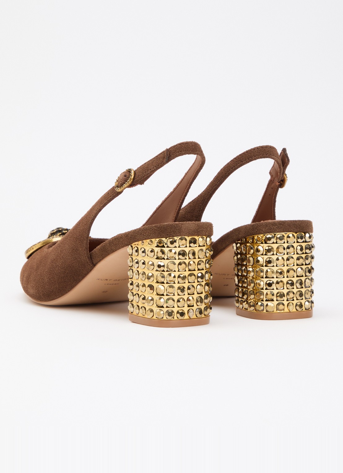 Kurt Geiger Chelsea slingback van suède met strass - achterkant 5 bruin